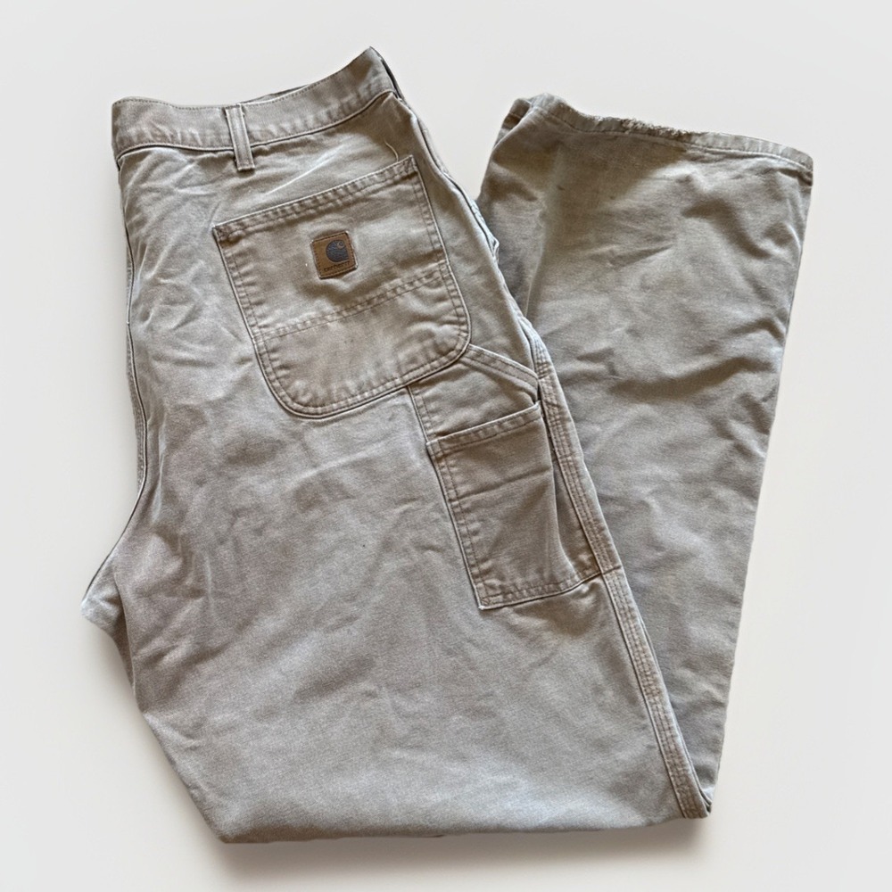Carhartt Pants Mens 38 x 33 B11 Desert Brown Canvas Workwear Vintage‎ Jeans